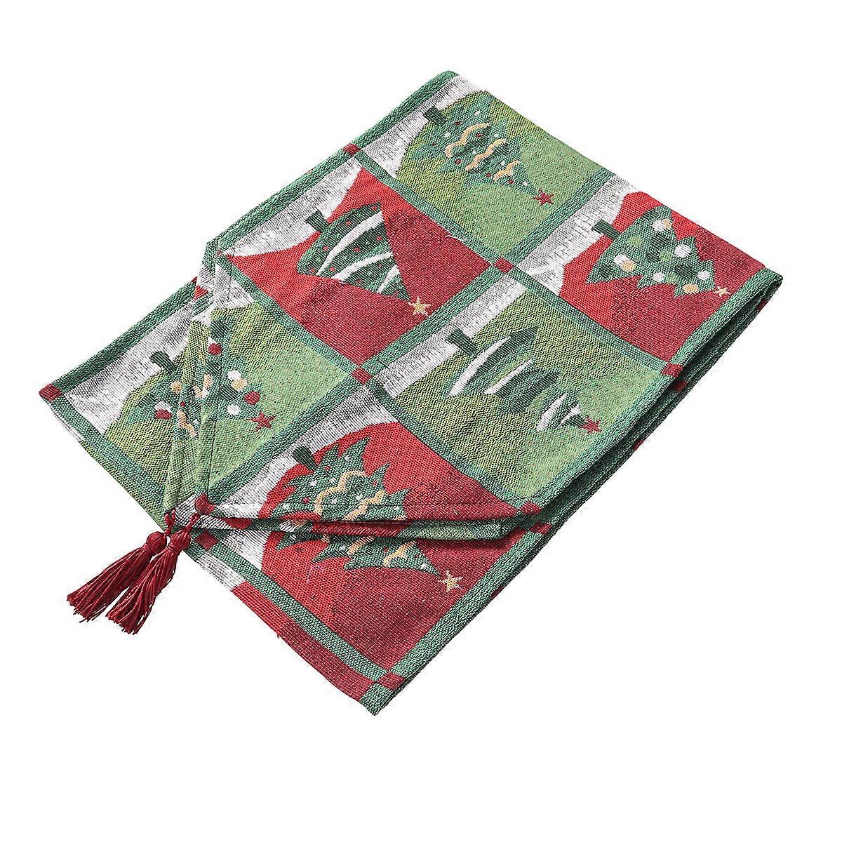 Christmas Tree Table Runner Decorative Tablecloth for Table Decoration Green