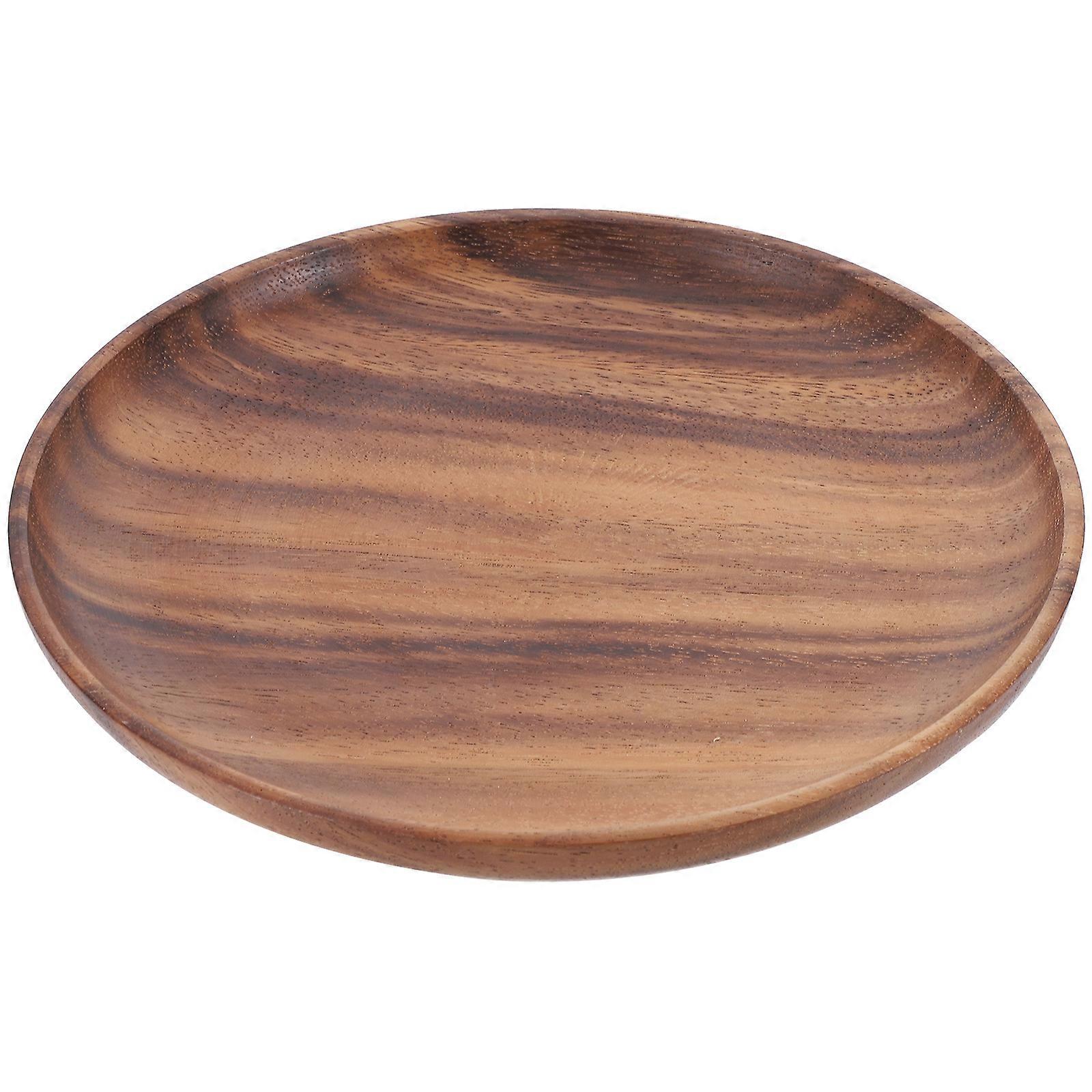 Egg Cake Plate Wooden Serving Tray for Storage Coffee Color Multi-Function