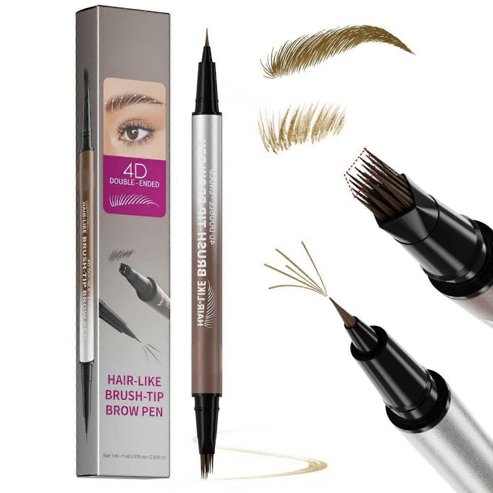 Light Brown Microblading Eyebrow Pencil Waterproof Smudge Proof Dual Ended Brow Definer with Micro Split Tip