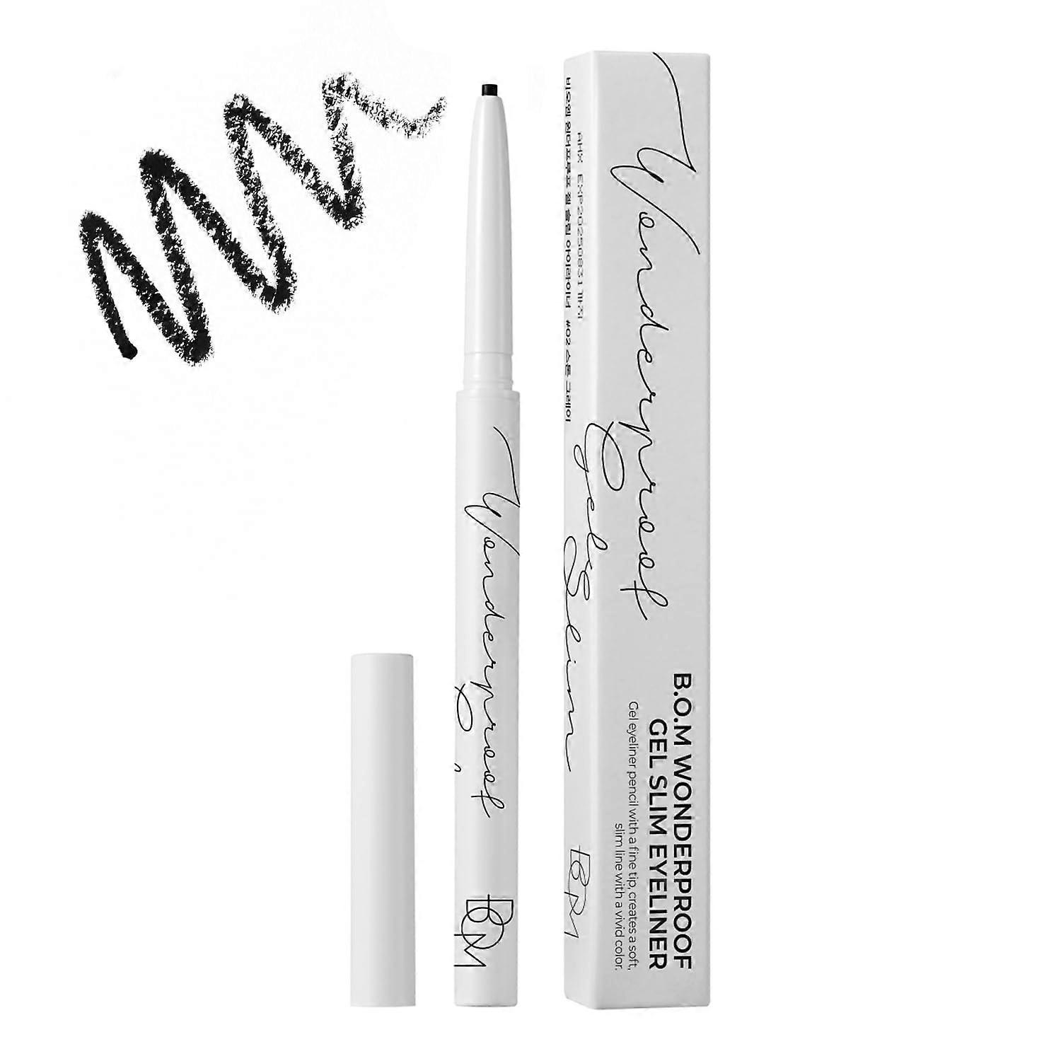 Waterproof Gel Eyeliner Pencil 2mm Precise Micro Tip Long Lasting Smudge Proof Black