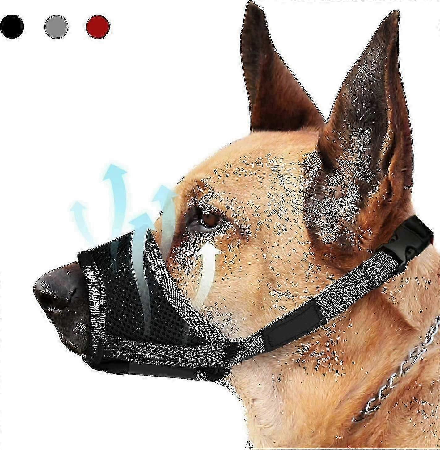 Dog Muzzle, Soft Nylon Anti-dropping Muzzle, Air Mesh Breathable Drinkable Dog Muzzle With Adjustable Loop-M-Black