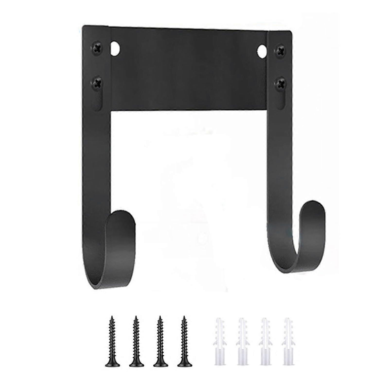 Wall Mount Ironing Board Holder with Hooks, SpaceSaving Organizer, Matte Black Finish