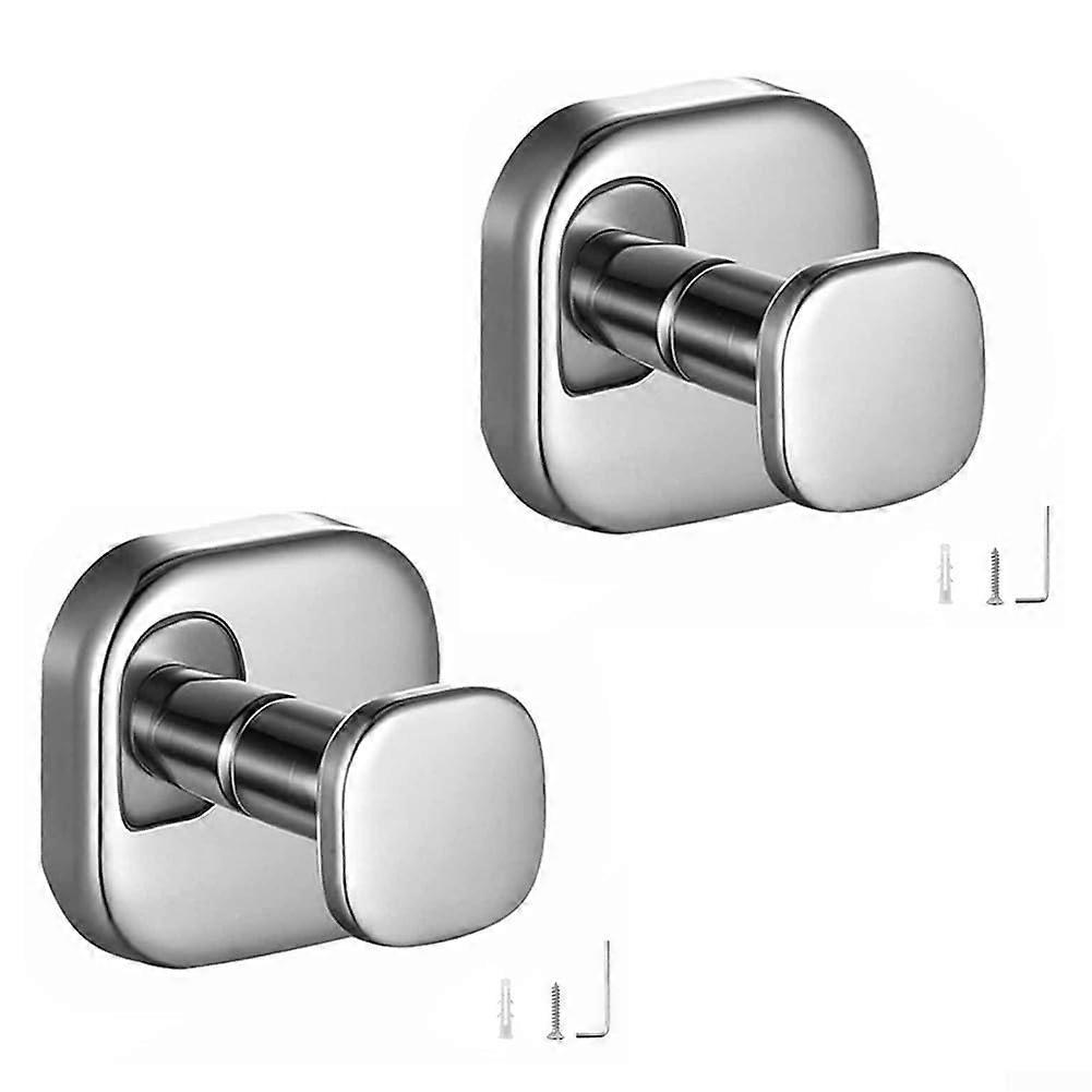2 Pack Bathroom Wall Hooks Stainless Steel Coat Hooks Rust Resistant Space Saving for Towels Light Gray