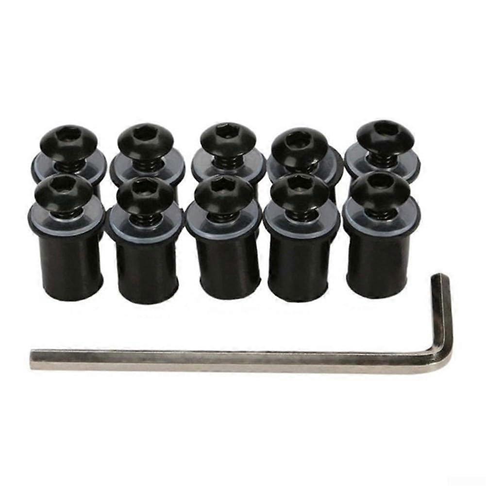 10PCS Motorcycle Windshield Bolts RustProof Aluminum Fairing Screw Set Strength Black