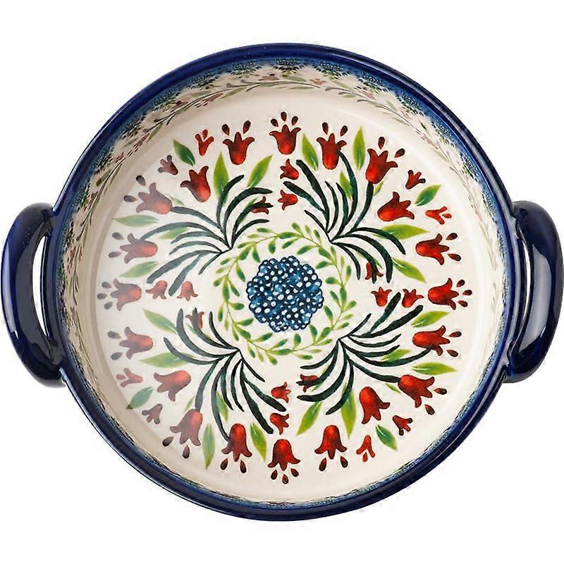 Ceramic Baking Dish with Handles, Microwave Safe Bakeware for Cooking and Serving, Green 8.3in