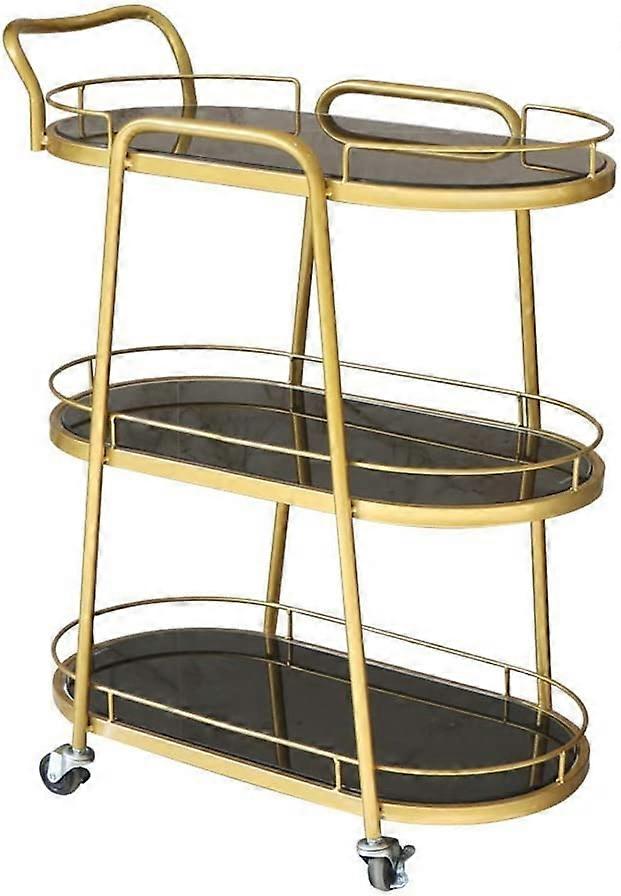 3 Tier Serving Trolley with Wheels, Rolling Bar Cart for Drinks and Tea, Multipurpose Kitchen Storage
