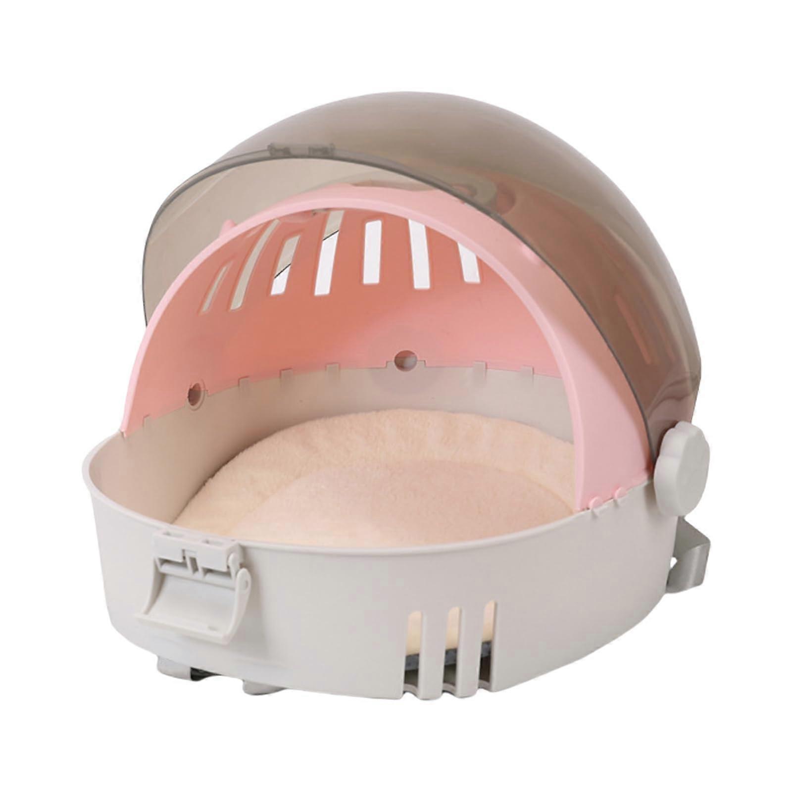 Pink Transparent Cat Carrier Backpack with 360° View, Breathable Design and Adjustable Straps