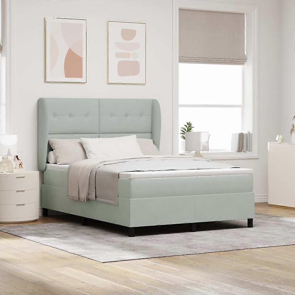 Boxspringbett mit Matratze Hellgrau 200 x 140 cm Polyester