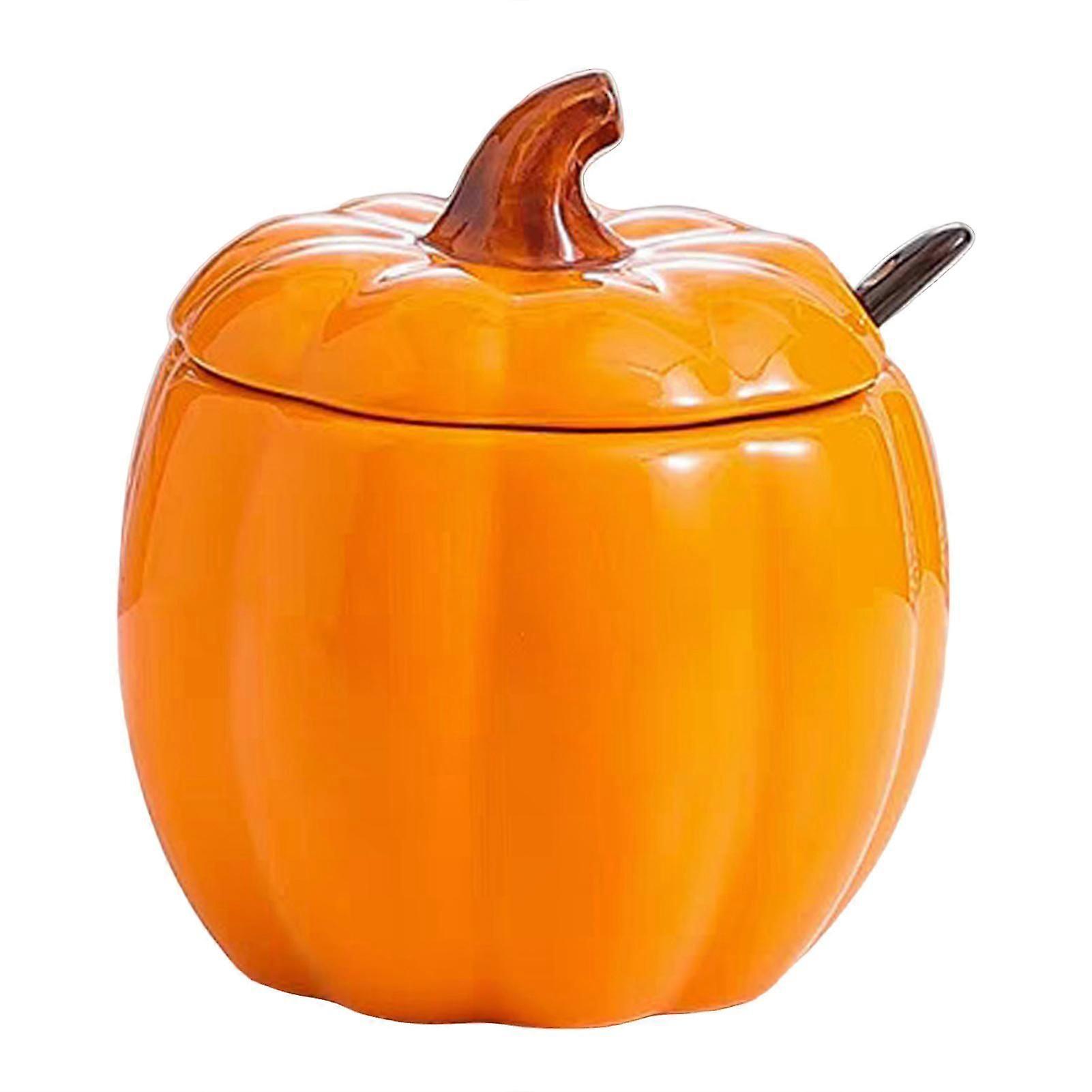 Ceramic Pumpkins Jar with Lid Food Grade Ceramic Construction for Kitchen Decor