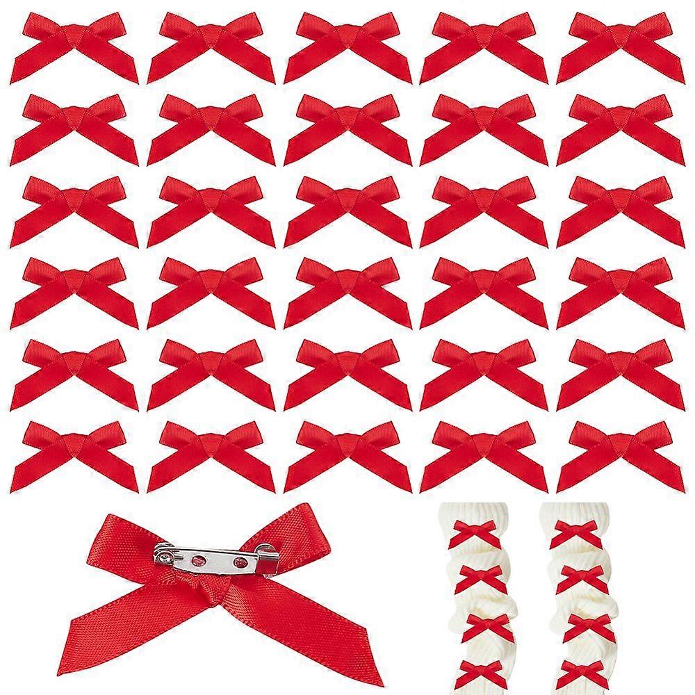 Bowknot Polyester Pins Iron Brooches for Backpack Clothes FireBrick 52x29mm