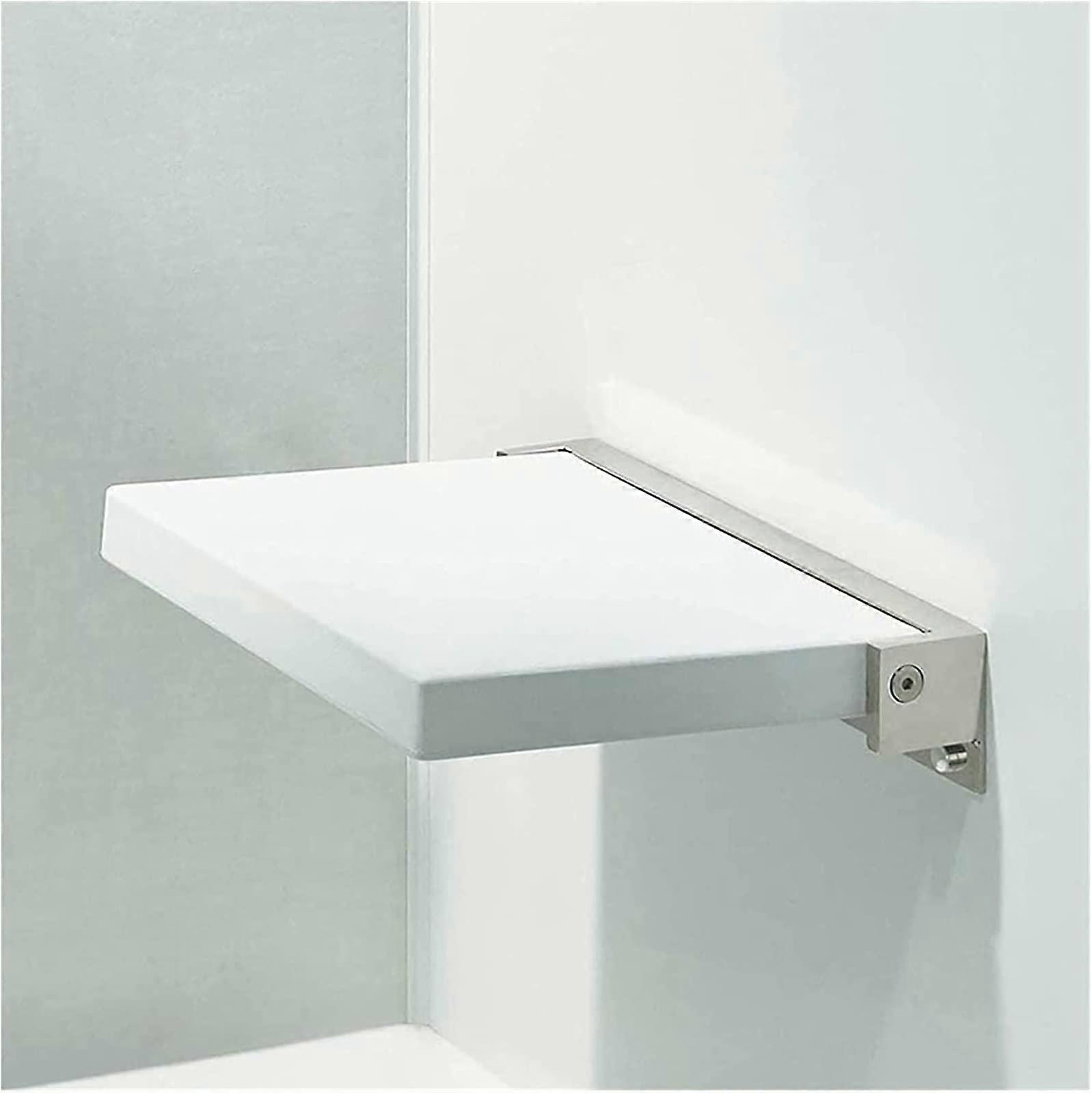 Foldable Shower Seat Wall Mounted White 34x35cm SpaceSaving Bench for Elderly and Disabled