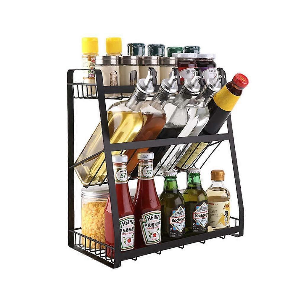 Three Tier Kitchen Spice Rack, Vertical Space Saving Organizer with Stable Upright ThreeLayer Design