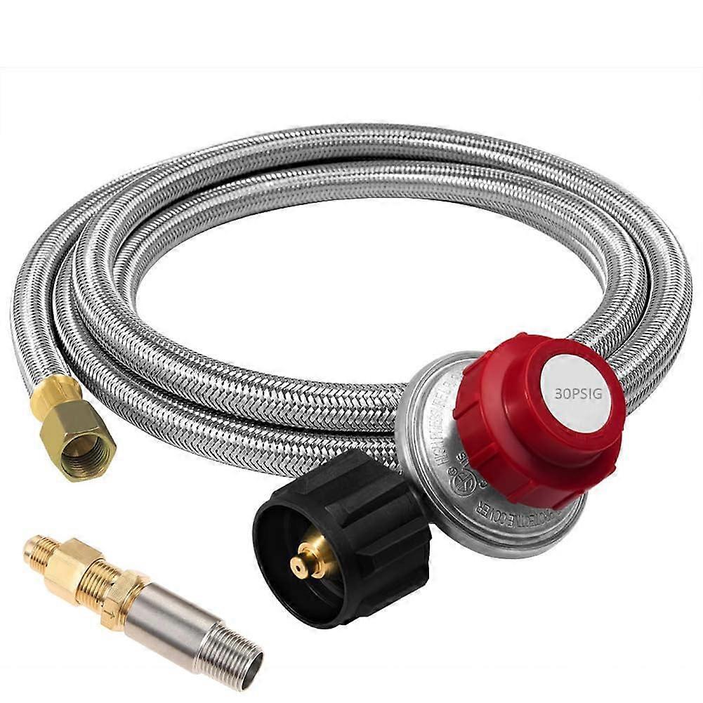 Propane Burner Kit with 30PSI Adjustable Regulator Brass Fitting Air Mixer Valve for Fire Pit