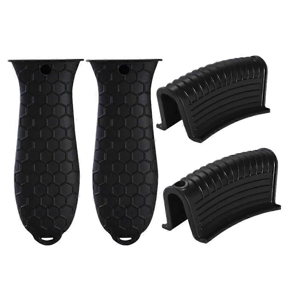 Black Silicone Pot Protector Set for Kitchen Use with 1Set Pot Covers