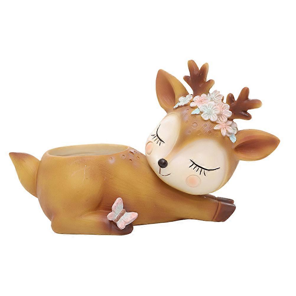 Resin Pot for Succulent Cartoon Deer Shape Container with 2Pcs Set