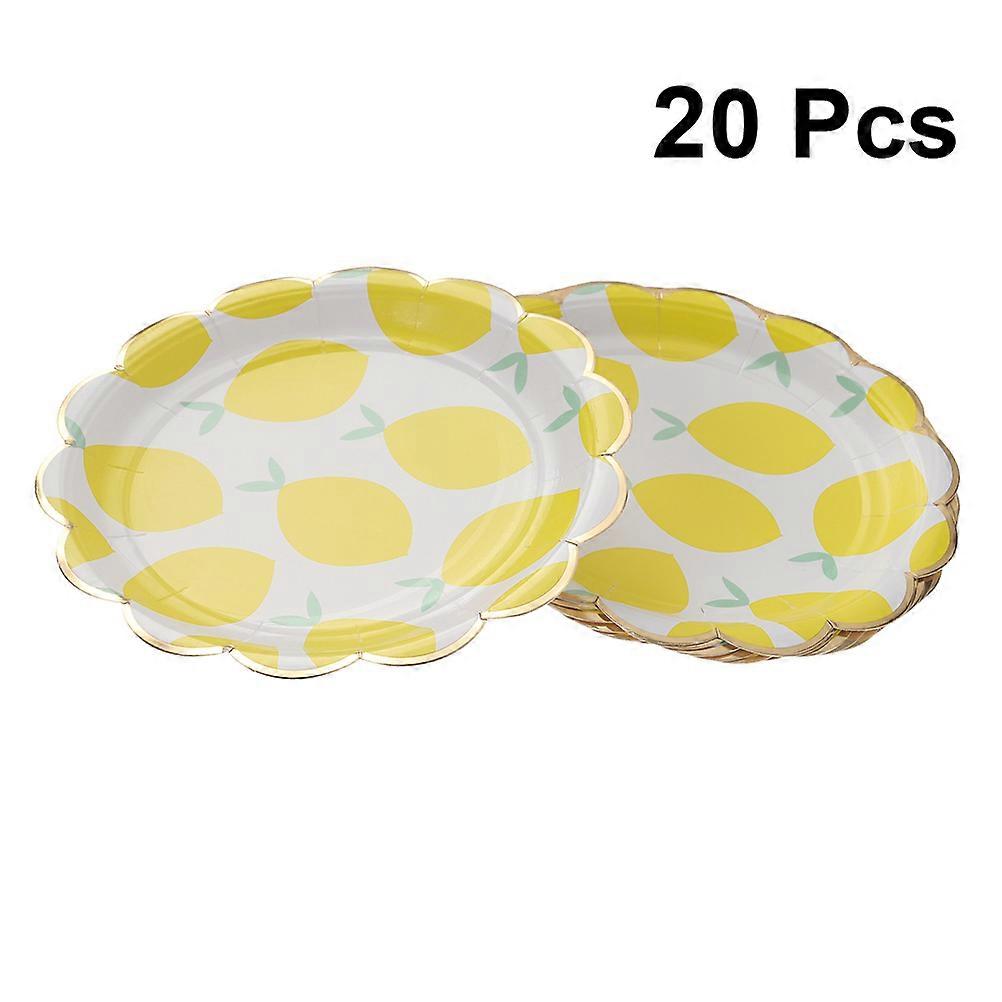 Creative Lemon Paper Plate Paper Tableware for Party Use 20Pcs Set