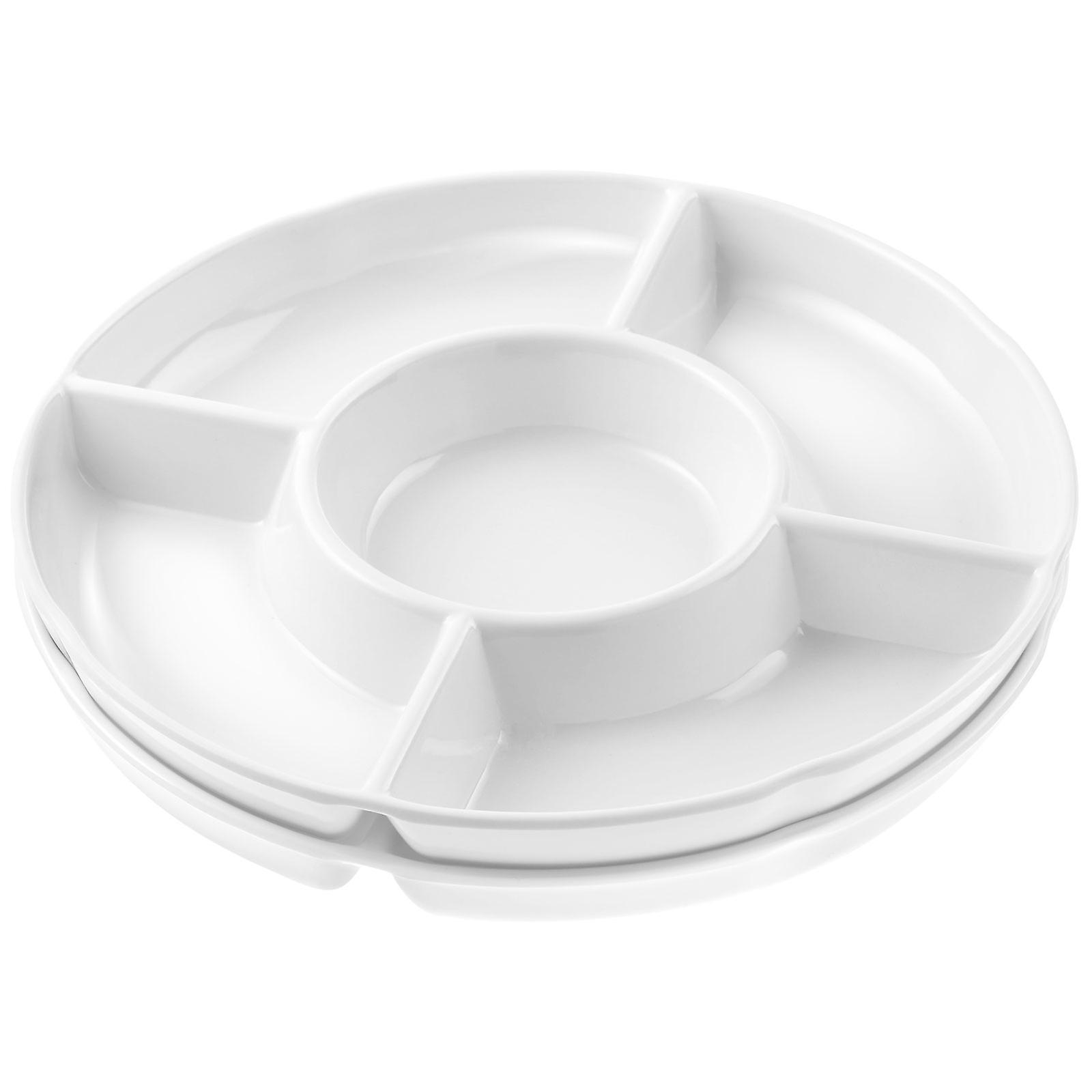 Serving Tray Divided Plates for Serving 2Pcs 5-Section Fruit Trays
