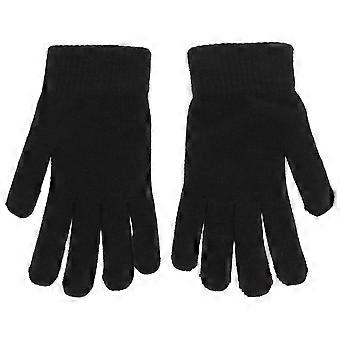 Knit Gloves Full Finger Winter Warmth Wind Protection Men Women Black 1Pair