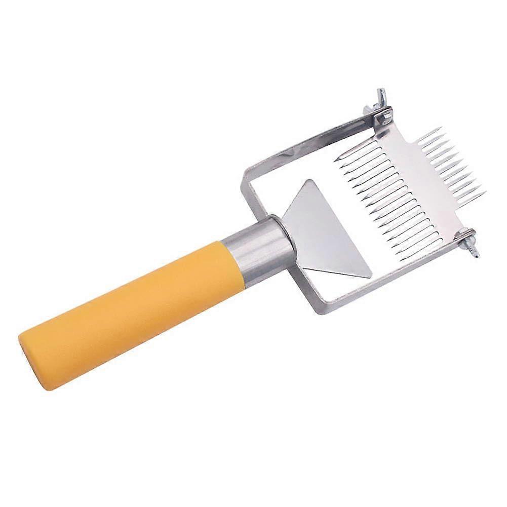 Adjustable DoubleHeaded Honey Uncapping Fork Beekeeping Tool with NonSlip Yellow Handle