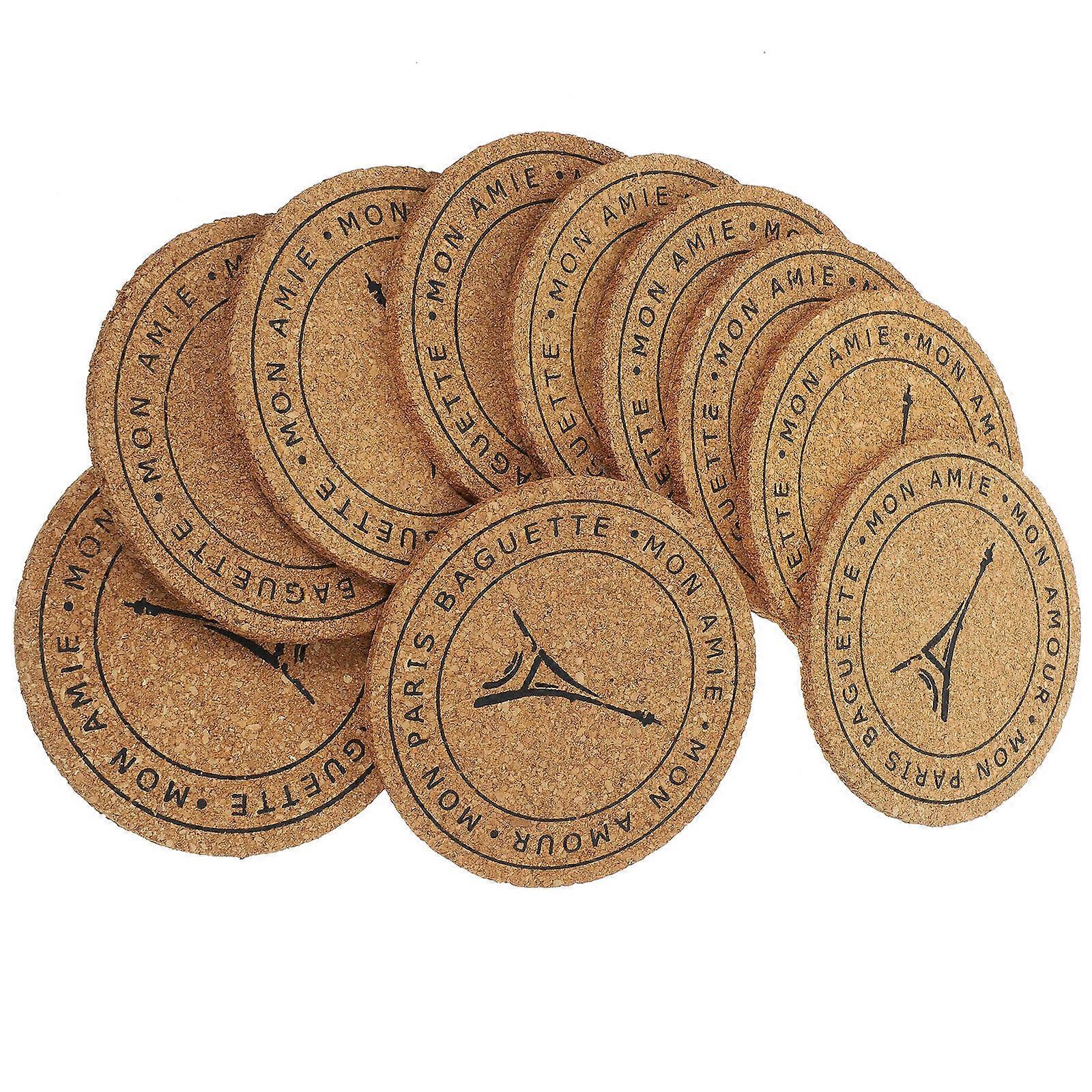 Cork Coasters Round Cork Drink Coasters Designed for Protecting Table 10Pcs