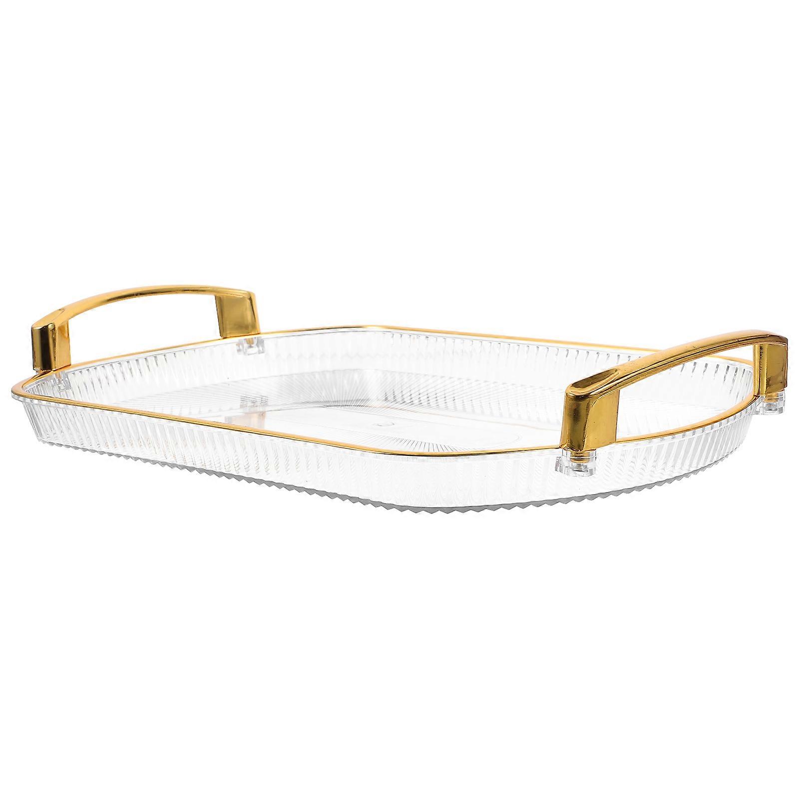 Reusable Rectangle Storage Plate for Snack Serving Tray with Handles