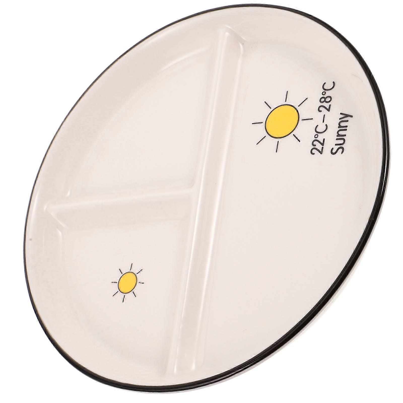 Divided Ceramic Plate for Kitchen Portion Control Multi-Functional White