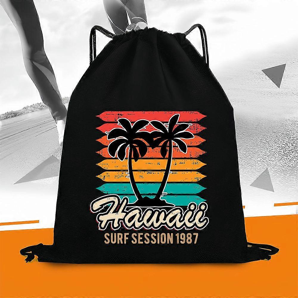 Bolsa com cordão e estampa de palmeiras havaianas (1 unidade) - Ideal para academia, viagens e compras. Bolsa de ombro unissex com cordão.