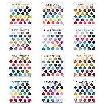 12PC Transparent Acrylic Seasonal Color Palette Card Seasonal Color Analysis Sample Keychain
