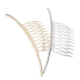 2PCS Simple Hair Side Combs Sweet Comb Hair Clip Band Hair Comb for Women Girls Ladies (Golden, Silver)