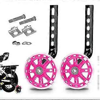 Bicycle Flash Auxiliary Wheel Suitable compatible with Children Kids Bike Stabilizers Support Wheels Pink