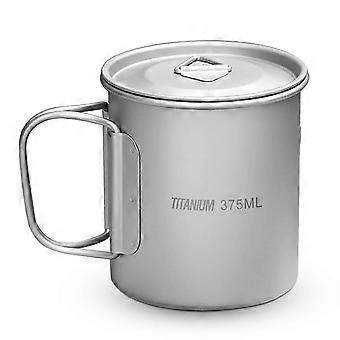 Outdoor Titanium Cup 375ml Lightweight Durable Heat-Resistant Camping Mug with Foldable Handle Ideal for Hiking Travel Office Portable Safe Materia,l