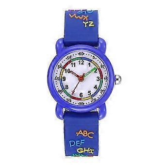 1Pc Lovely 3D Cartoon Watch Delicate Waterproof Quartz Wristwatch compatible with Children Kids (Blue)