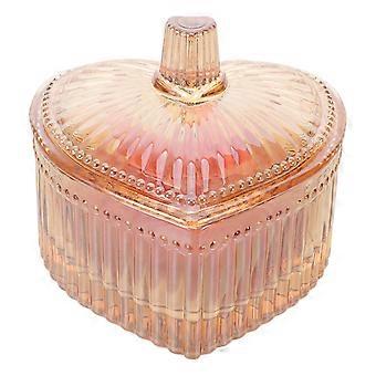 Powder Puff And Container: Heart Shaped Powder Puff And Glass Container - Washable Foundation Applicator With Glass Case For Makeup Storage