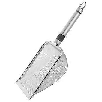 Silver Reptile Litter Scoop for Pet Clean Up with Durable Metal Material