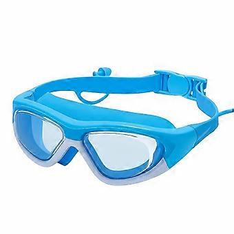 Lunettes de natation pour enfants avec sangle réglable, monture large, vision HD, antibuée, étanches, pour garçons et filles, avec bouchons d'oreilles.
