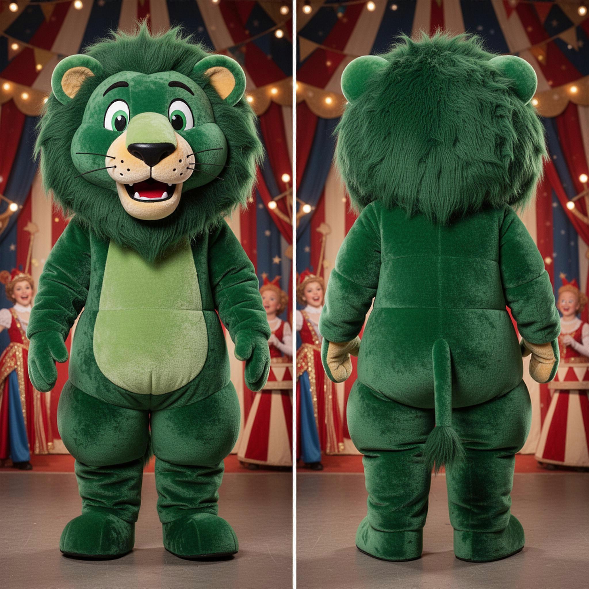 MASTICOT Emerald Green Broad Shouldered Lion Mascot