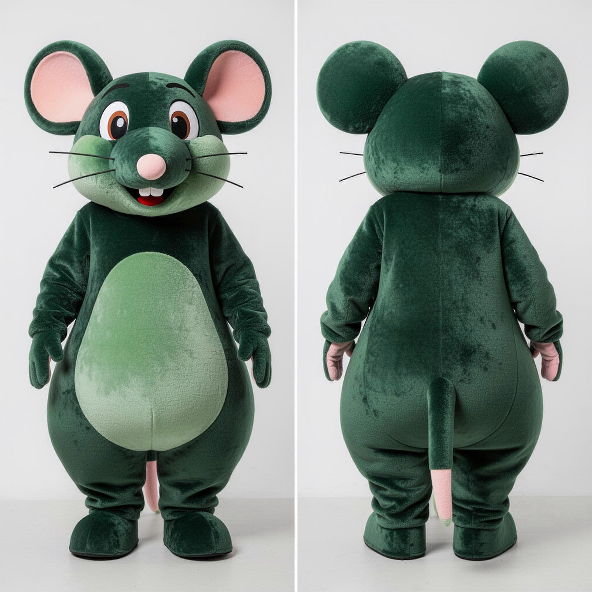 MASTICOT Forest Green Cartoon Rat Mascot