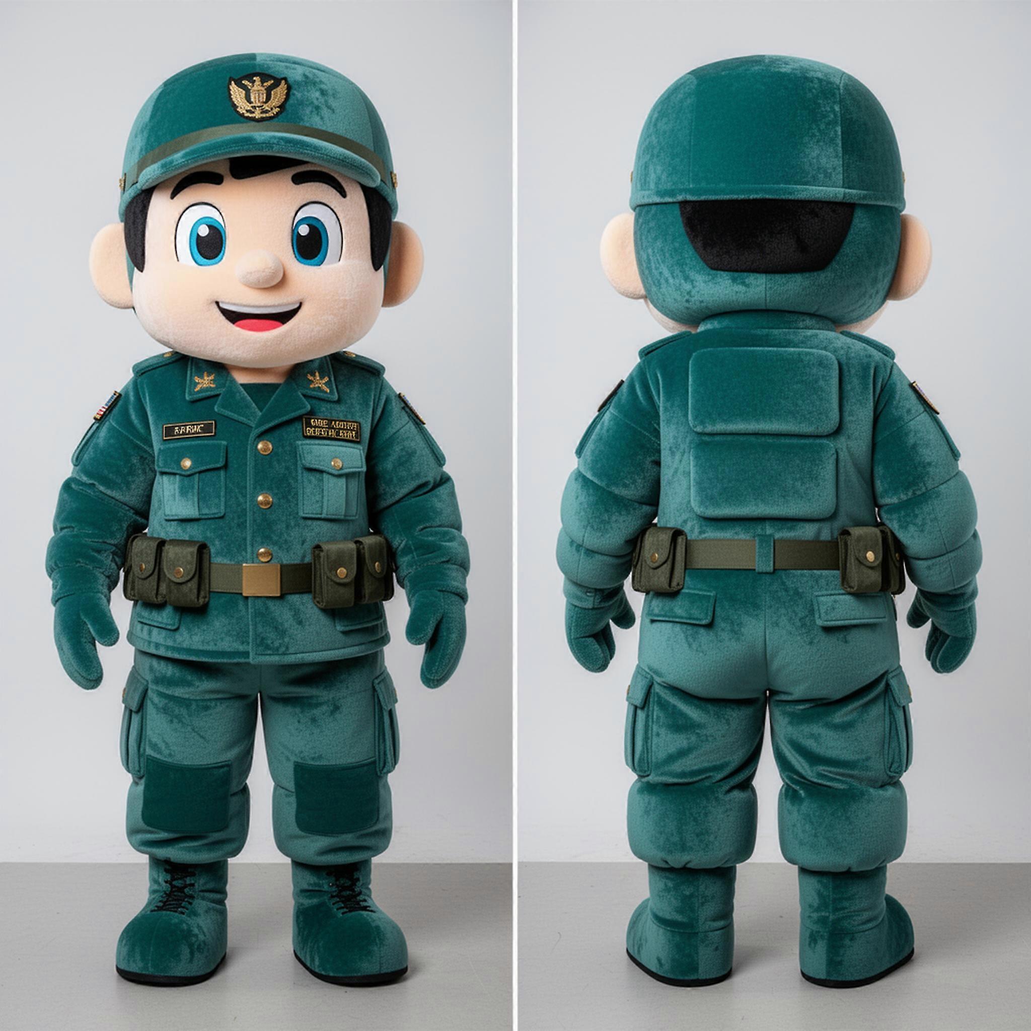 MASTICOT Teal Padded Army Soldier Mascot