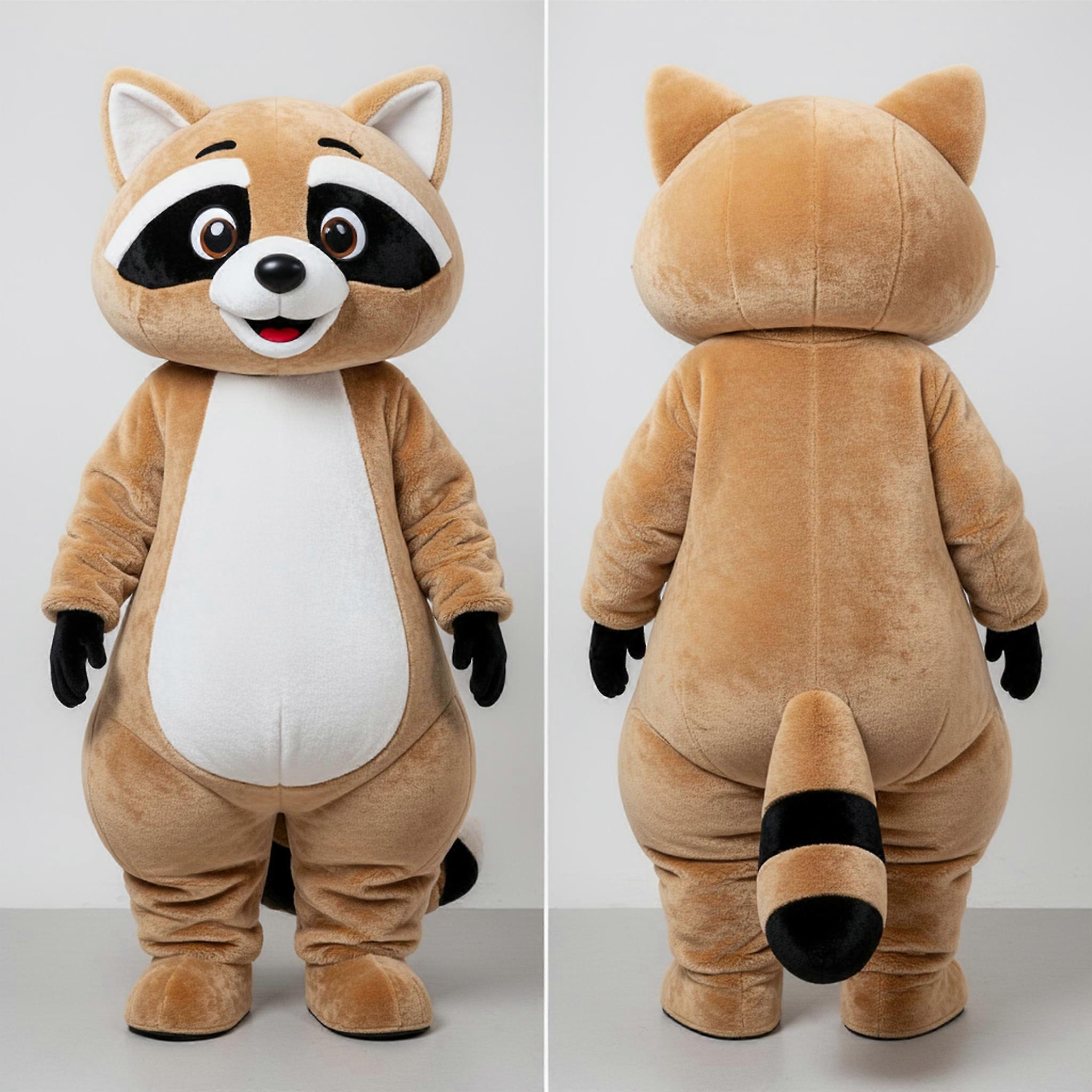 MASTICOT Tan Fluffy Raccoon Mascot