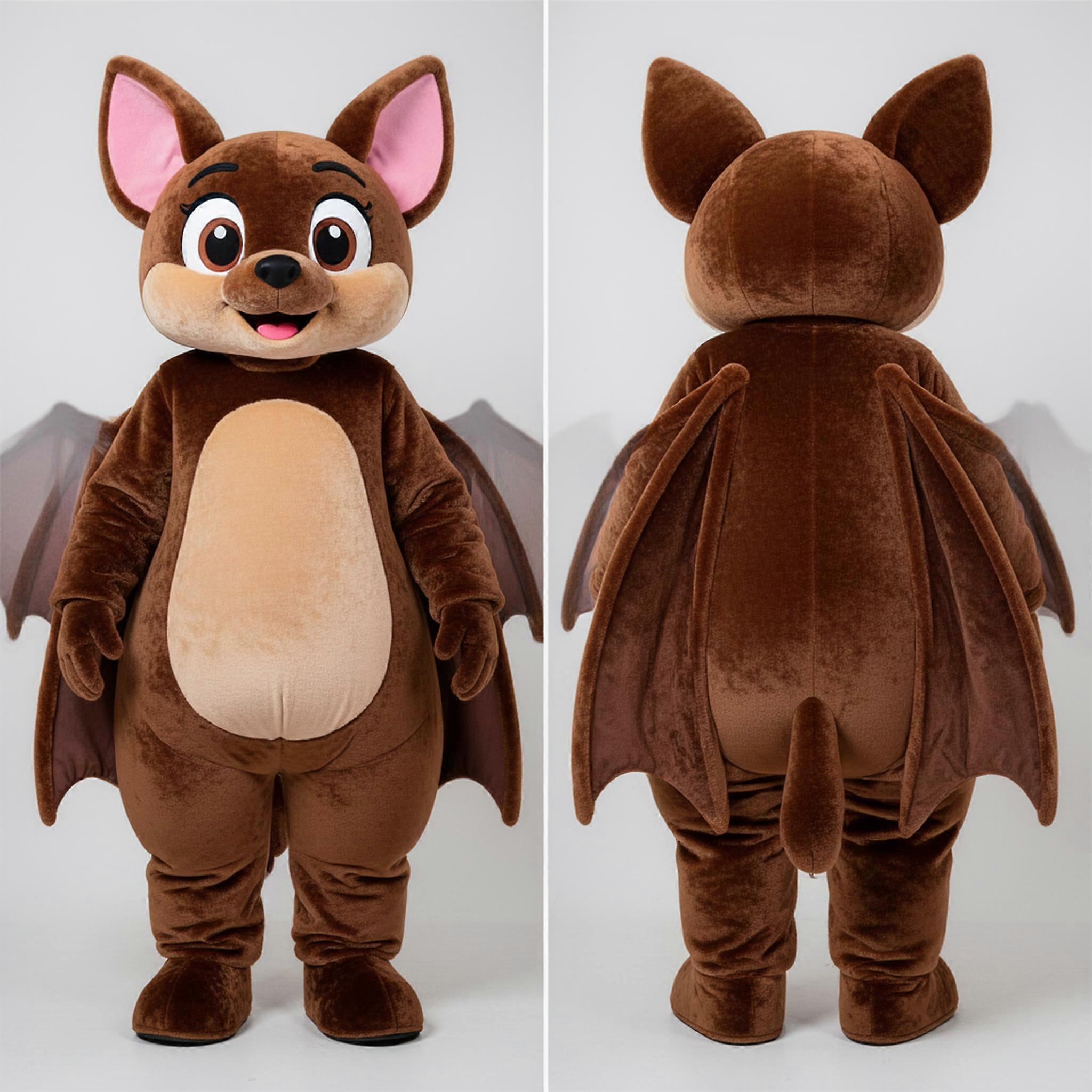 MASTICOT Velvety Brown Cartoon Bat Mascot