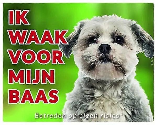 Sticker King Shih Tzu Warning Sign - I Watch Out For My Owner (5)