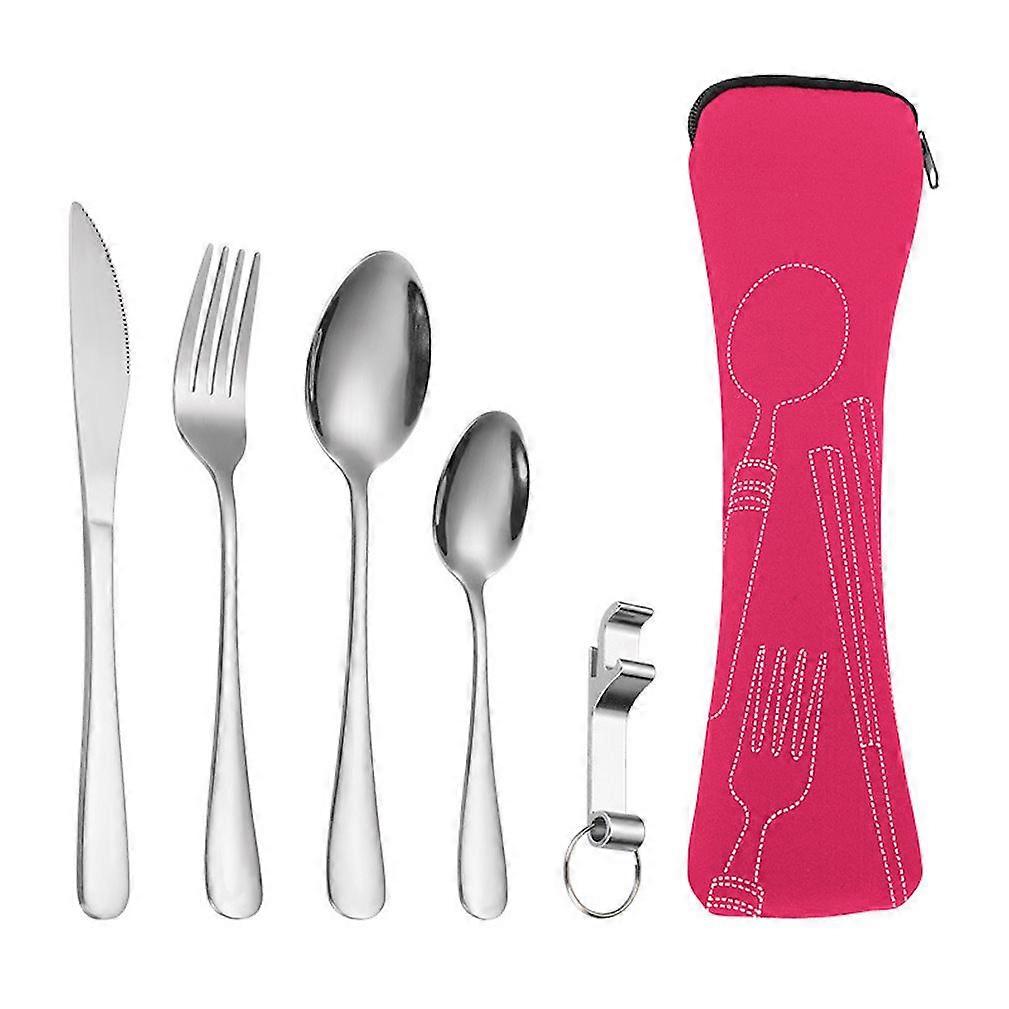 5pcs Cutlery Set Tableware Flatware Knife Fork Spoons Stainless Steel Silver