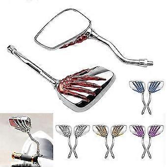 2pcs Universal Motorcycle Rearview Mirror With 8mm/10mm Screw Aluminium Alloy Scooter Skeleton Skull Hand Refit Motorbike Side