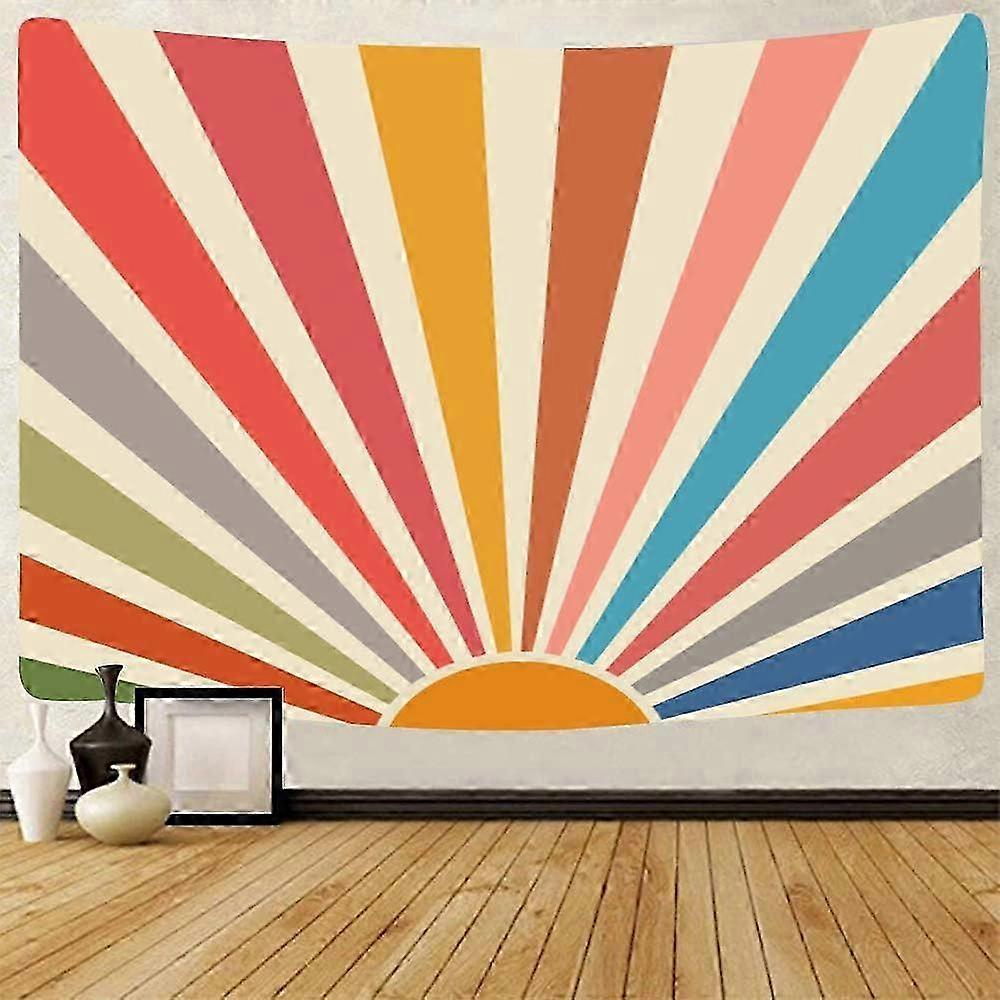 Retro Rainbow Sun Tapestry Boho Minimal