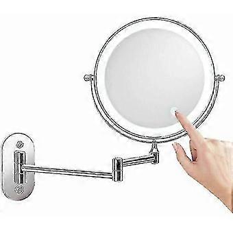 8 Inch Illuminated Wall Mounted Magnifying Mirror x10, LED Makeup Mirrors with 0.5h Auto Shut-Off Function, Powered by 4 AAA Batteries (Not Included)