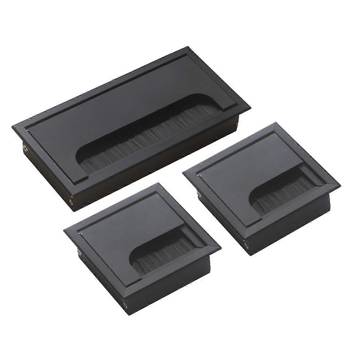 Metal Rectangular Desk Grommet with Flip Cover for Clean Cabling