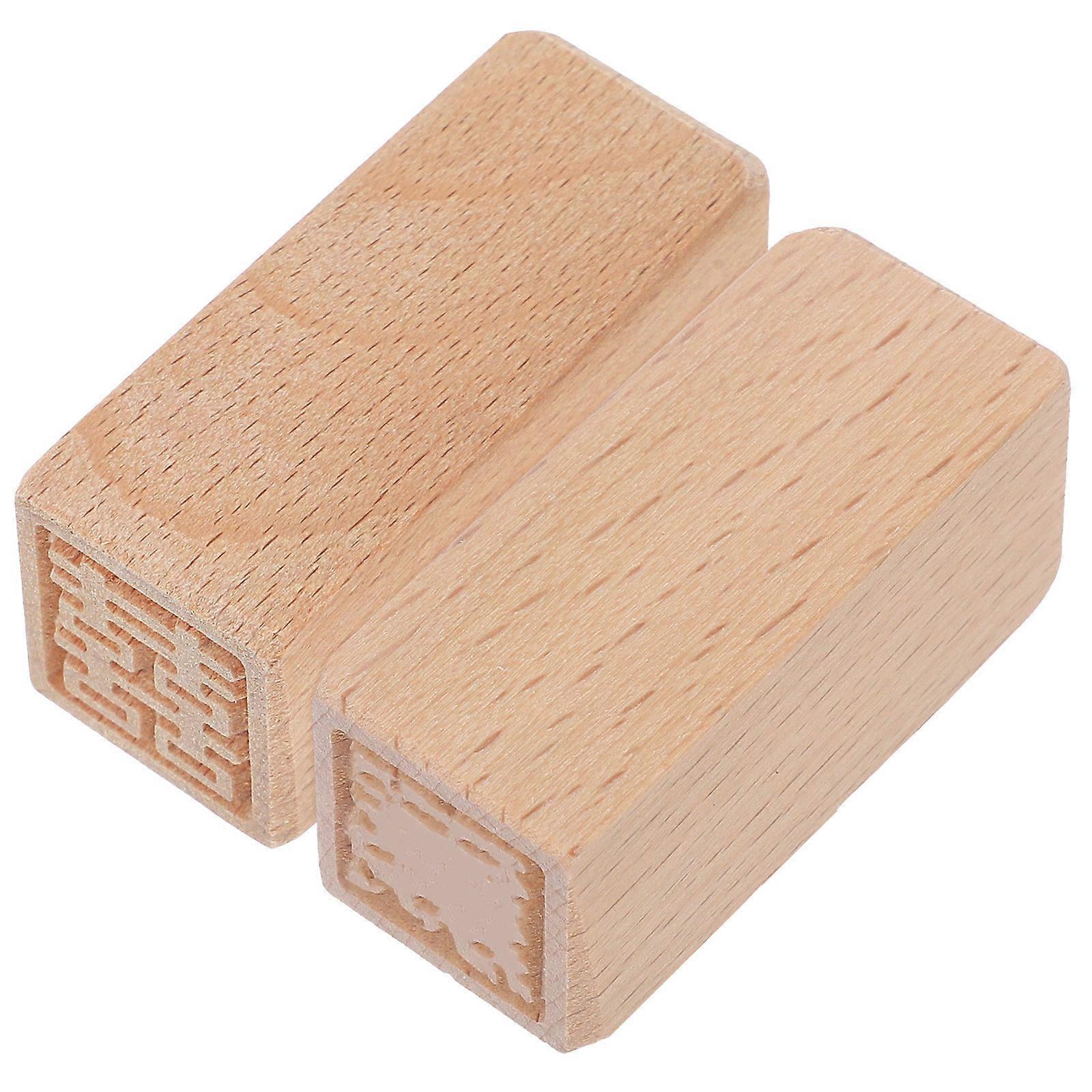 Pattern Seal Wooden Stamp for DIY Use 4Pcs Durable Set