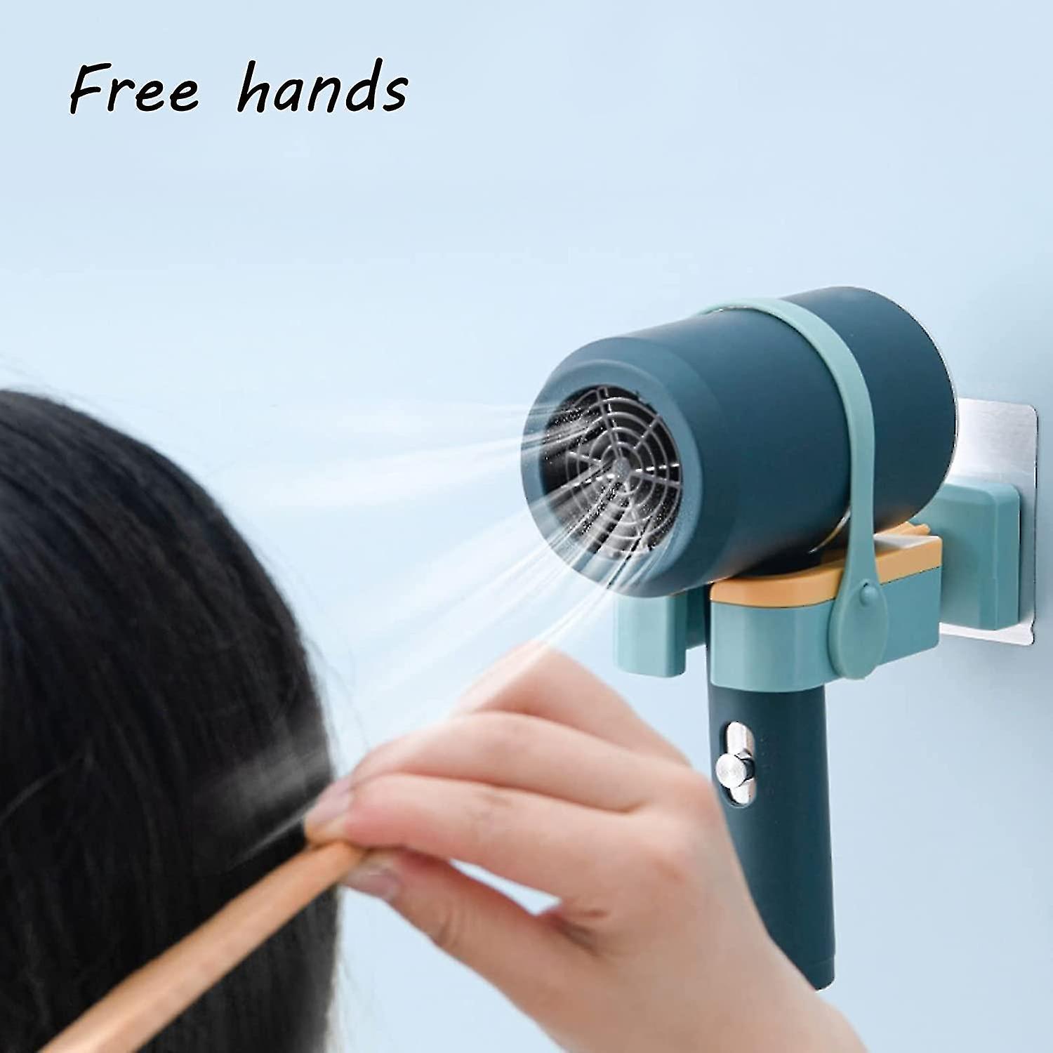 Pxcl Supports de sèche-cheveux muraux en plastique Support de sèche-cheveux mural rotatif Support de sèche-cheveux auto-adhésif Support de sèche-cheveux sans foret