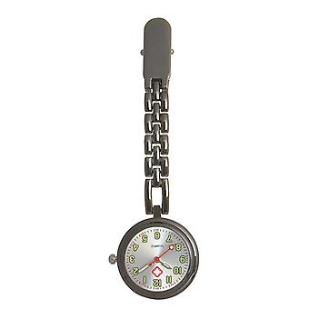 Veeki Clip on Hanging Lapel Watch, Nurse Fob Watch, Analog Quartz Pocket Watch with Green scale and Luminous Handblack