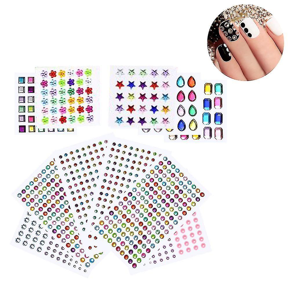 Self-adhesive Rhinestone Stickers, Acrylic Crystal Gem Sheets,11 Sheets
